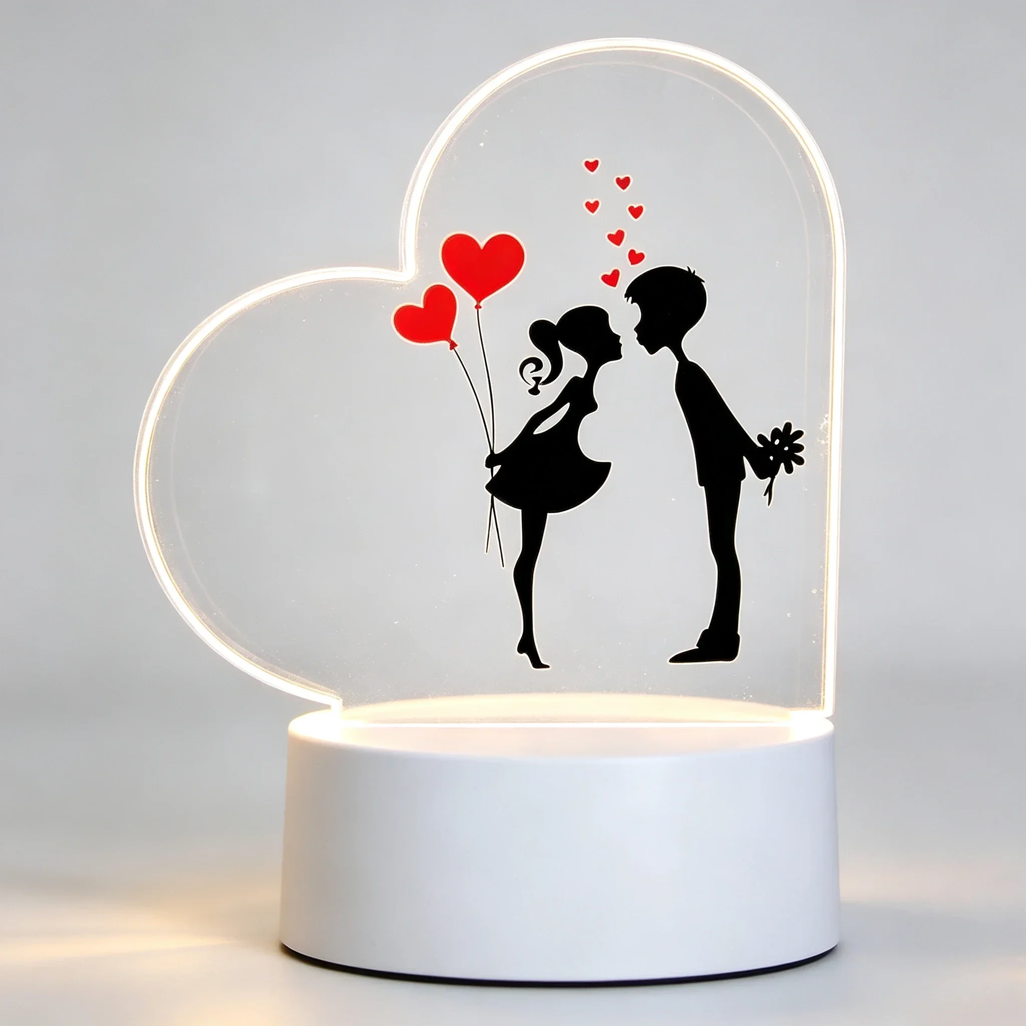 Led Balloon Light - 하트 아크릴 3D 무드등 키스하는 커플