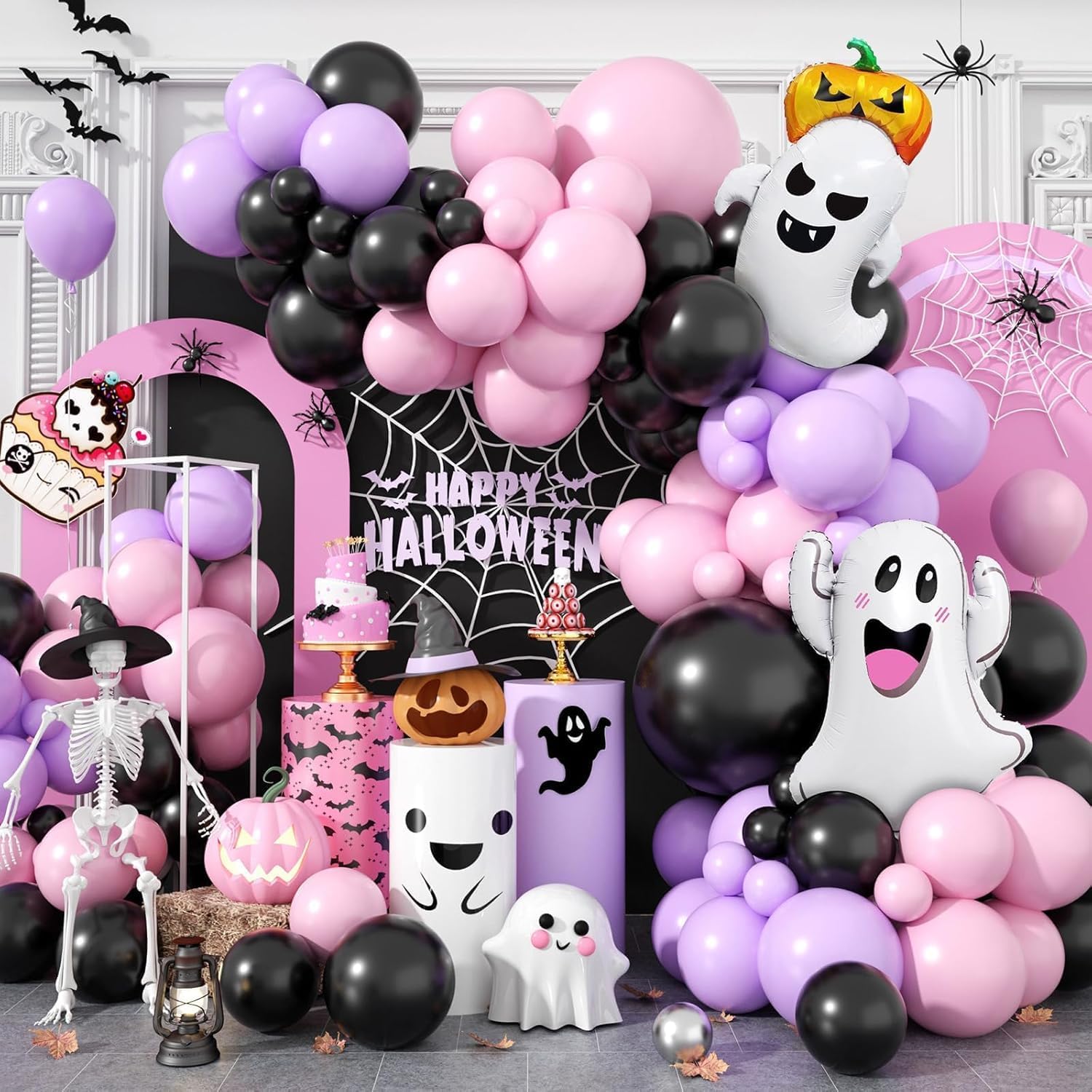 Balloon Arch Kit - 할로윈 풍선 아치 키트, 블랙 핑크