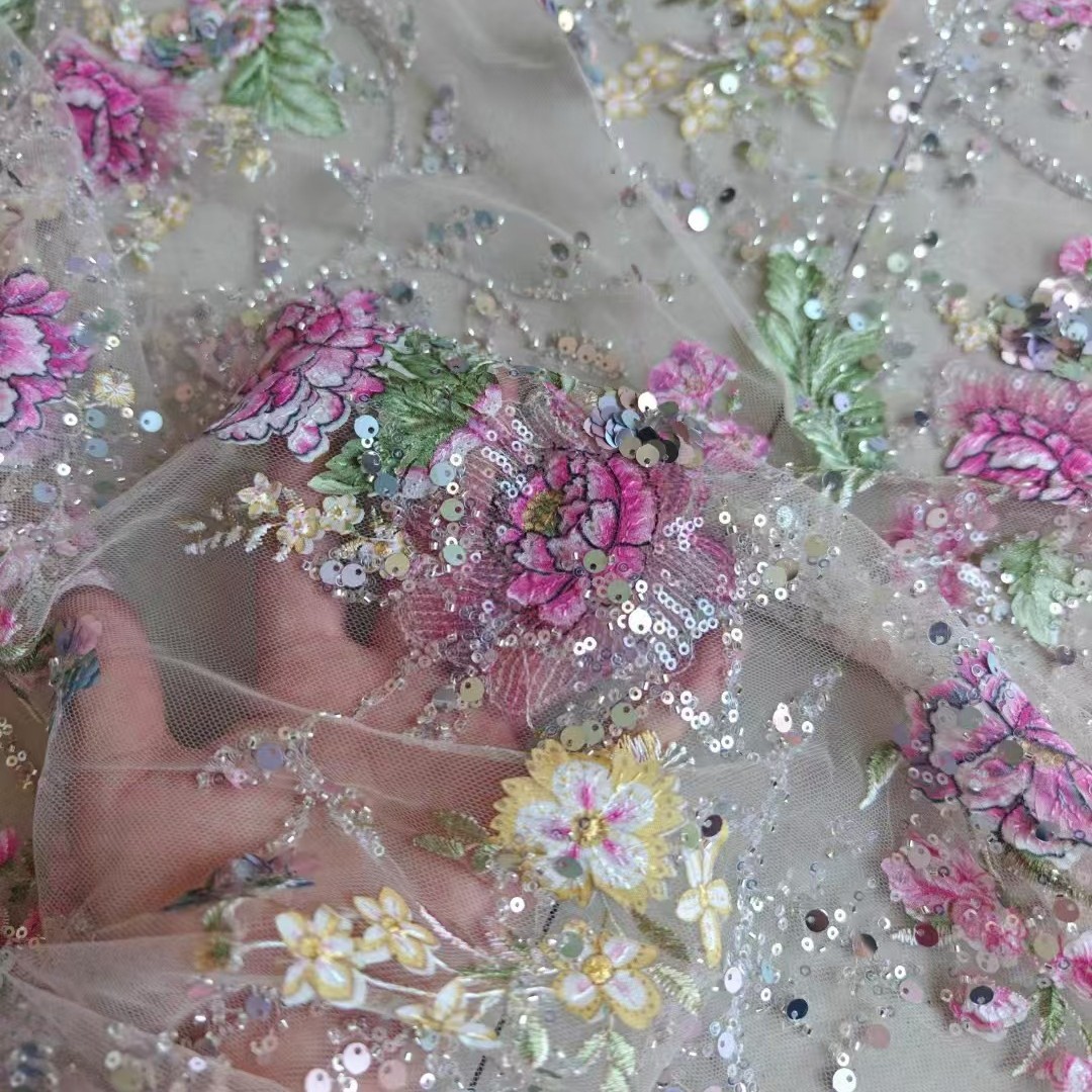 Glitter Tablecloth - 1M 120Cm 와이드 럭셔리 비즈 레이스
