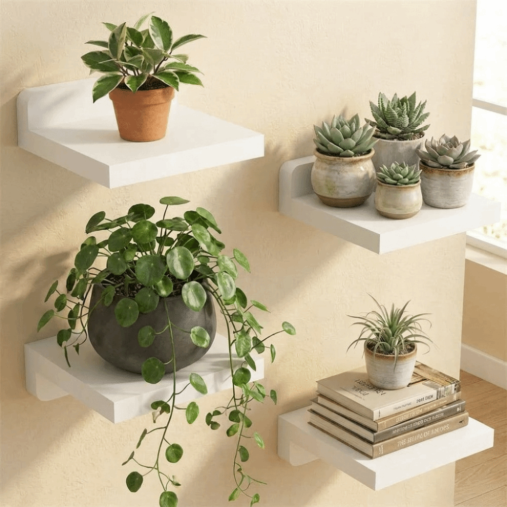 4PCS 나무 소형 플로팅 선반 심플 장식용 벽걸이 선 - Flower Wall Panel 리뷰 및 가격