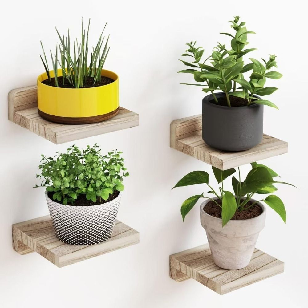 4PCS 나무 소형 플로팅 선반 심플 장식용 벽걸이 선 - Flower Wall Panel 리뷰 및 가격
