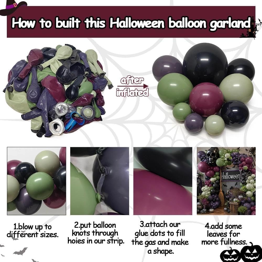 블랙 퍼플 그린 할로윈 스푸키 풍선 아치 키트 100개 - Balloon Arch Kit 리뷰 및 가격