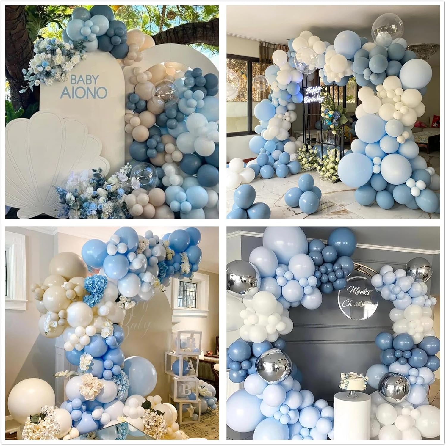 더스티 블루 샌드 화이트 라텍스 풍선 가랜드 아치 키트 - Balloon Arch Kit 리뷰 및 가격