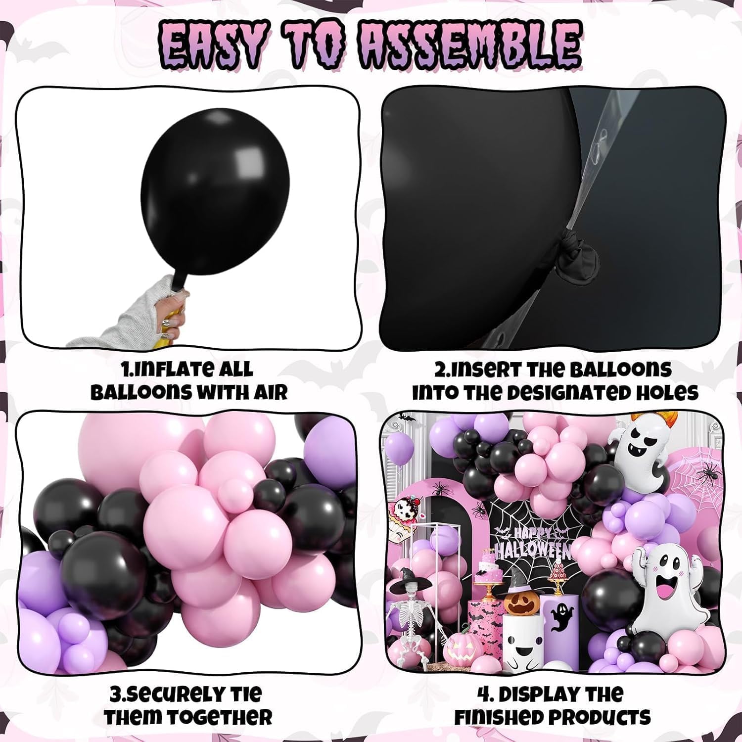 할로윈 풍선 아치 키트, 블랙 핑크 퍼플 유령 파티 장 - Balloon Arch Kit 리뷰 및 가격