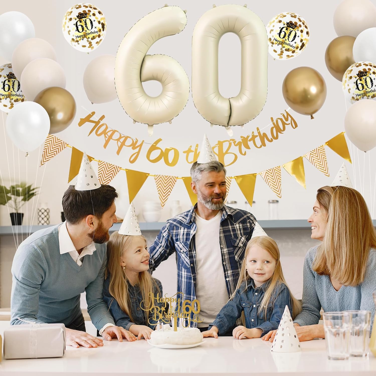 샌드 화이트 골드 60번째 생일 장식 60번째 생일 풍 - Party Banner Gold 리뷰 및 가격