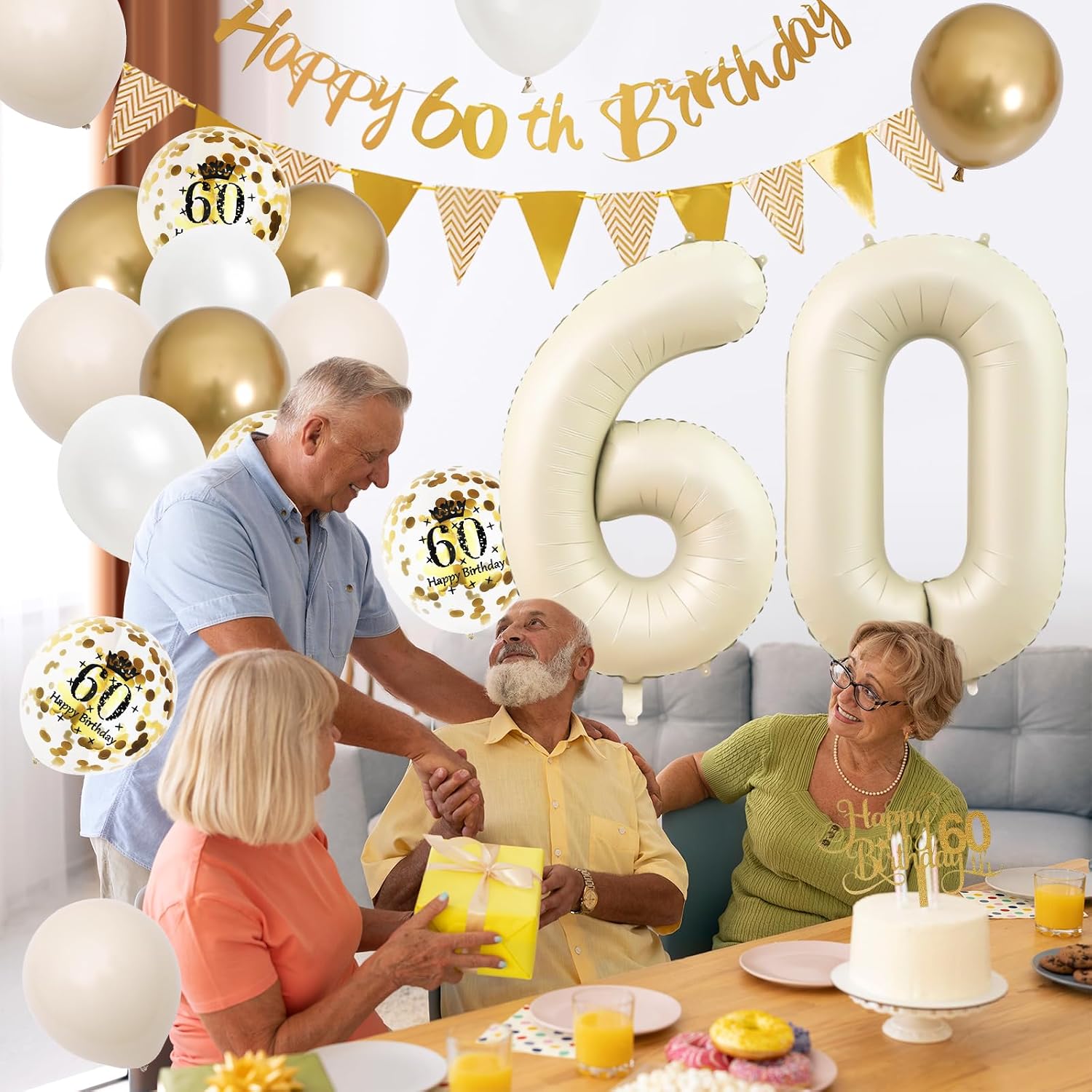 샌드 화이트 골드 60번째 생일 장식 60번째 생일 풍 - Party Banner Gold 리뷰 및 가격