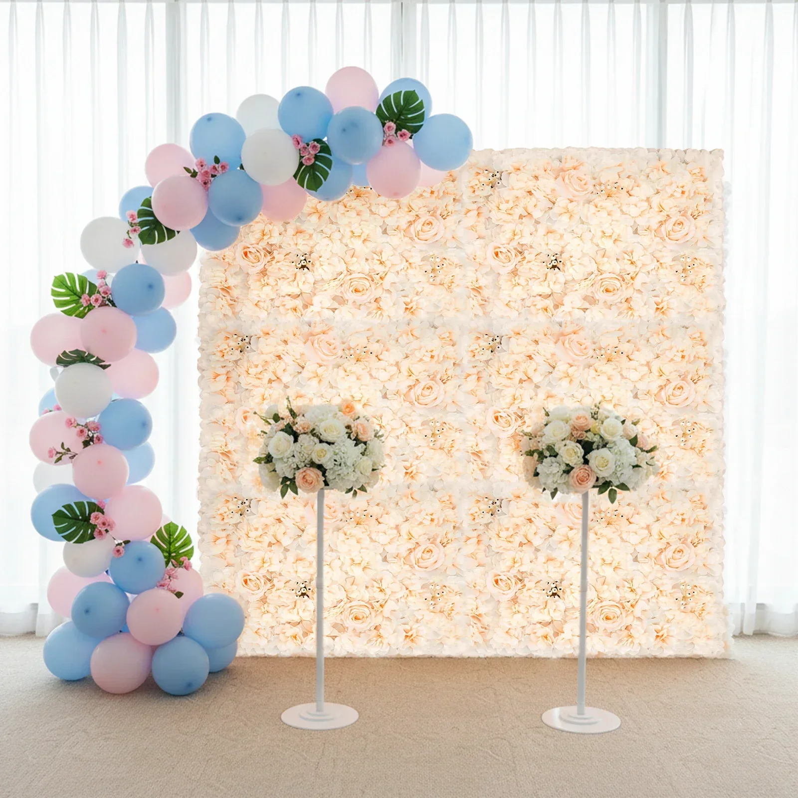 6 PCS 60*40cm 인공 꽃 벽 패널, 샴페인 로 - Flower Wall Panel 리뷰 및 가격