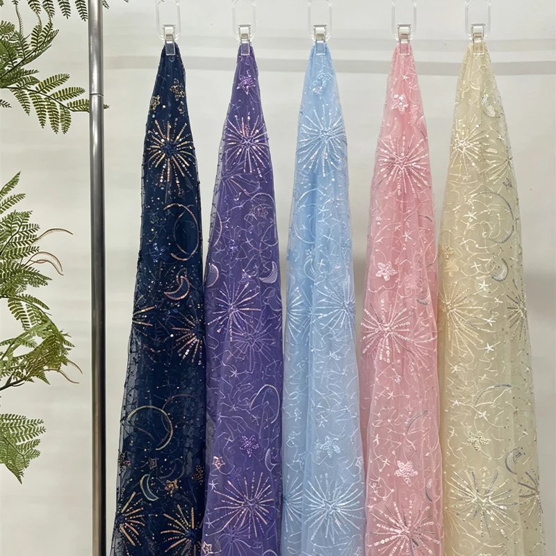 화려한 별 달 스팽글 자수 튤 원단 부드러운 메쉬 천, - Glitter Tablecloth 리뷰 및 가격