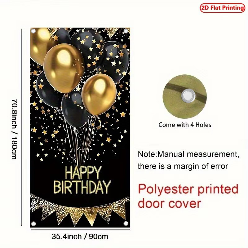 2D 도어 배너, 우아한 블랙 골드 생일 도어 배너 1 - Party Banner Gold 리뷰 및 가격