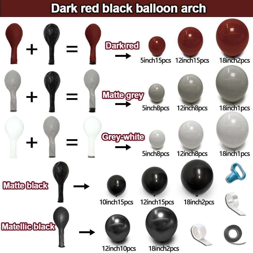 다크 레드 블랙 풍선 아치 키트, 이중으로 채워진 버건 - Balloon Arch Kit 리뷰 및 가격